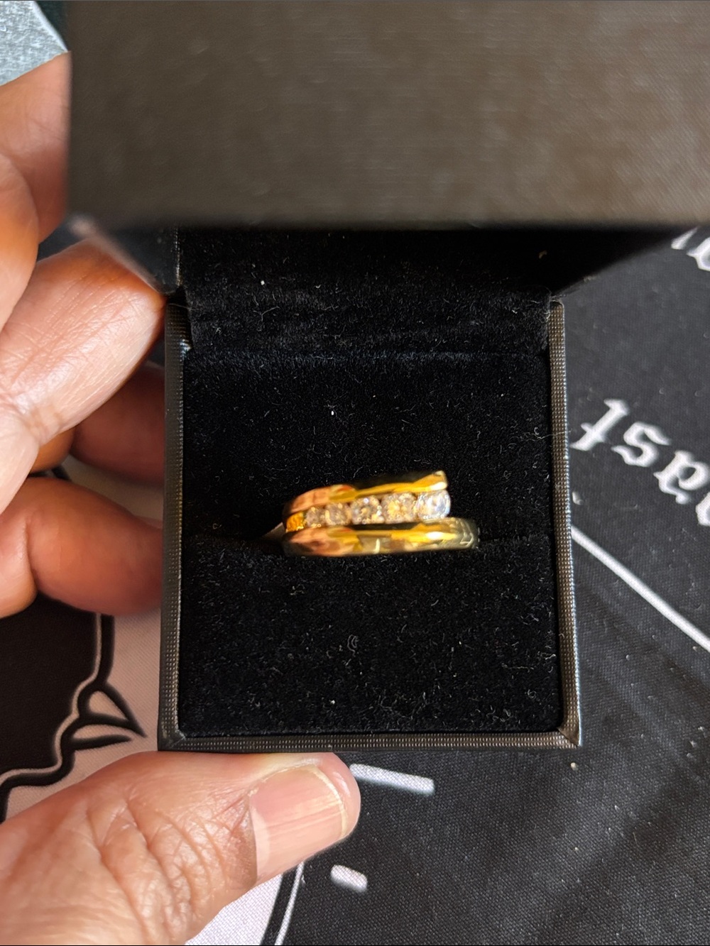 Gold Tone Women's Crystal Accent Ring Set Size 6